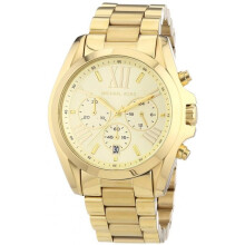 Michael Kors BRADSHAW Quarzuhr MK5605 - Damen, Edelstahl, Goldzifferblatt, Chronograph, Datum, 100m wasserdicht