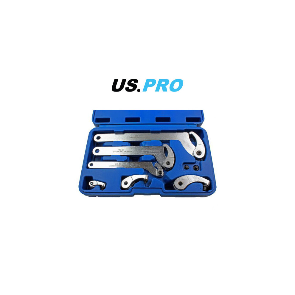 US PRO Adjustable Hook And Pin Wrench/Spanner/C Spanner 35-120mm 6pcs