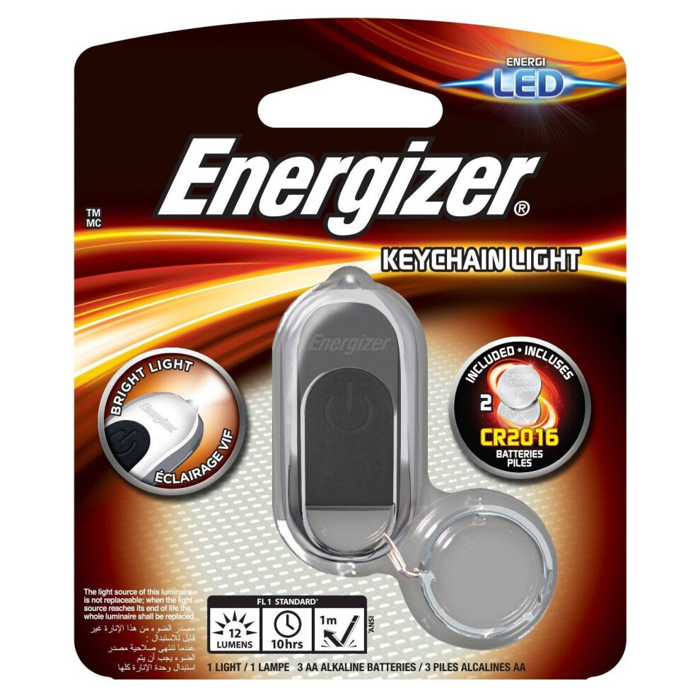 Energizer Bright LED Keyring Torch Light Chrome Hi-Tech