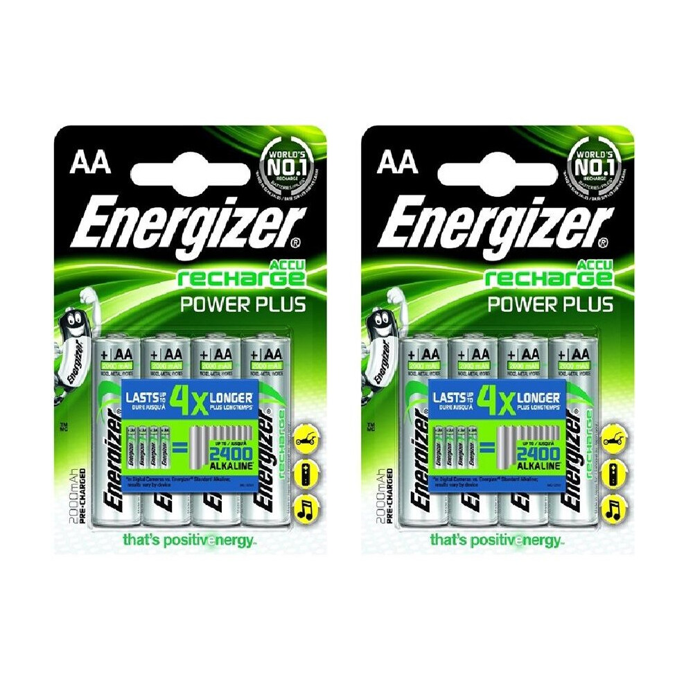 8 X Energizer AA Rechargeable Batteries 2000 mAh Nimh