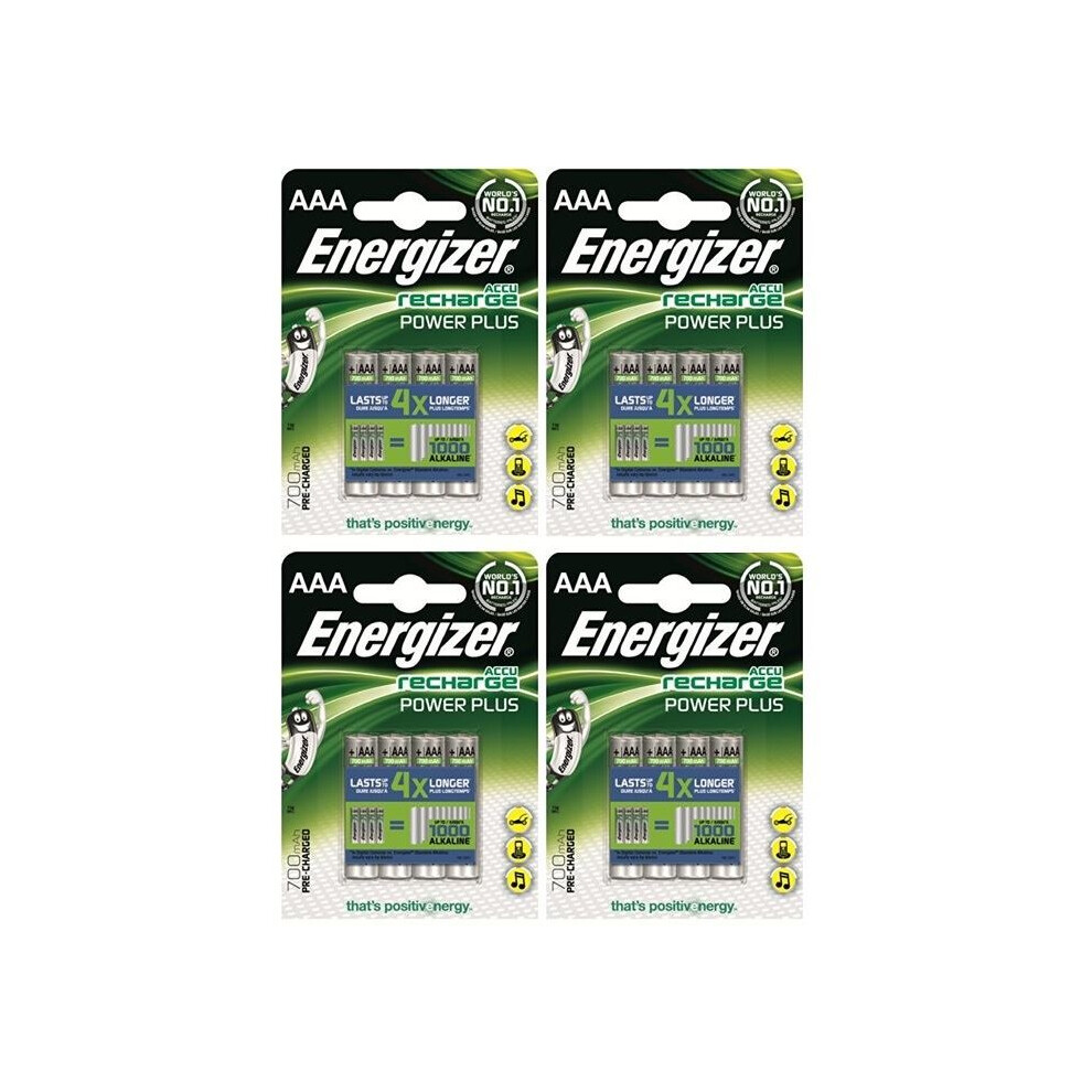 16 x Energizer AAA Rechargeable Power Plus Batteries mAh NiMH 700mAh LR03 HR03