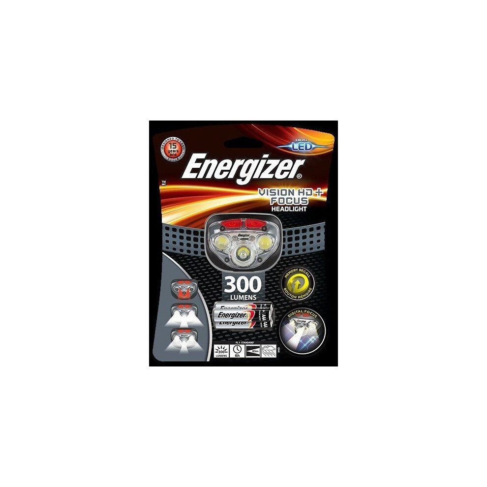 Energizer Vision HD+ Focus Headlight with 3 x AAA Batteries Included