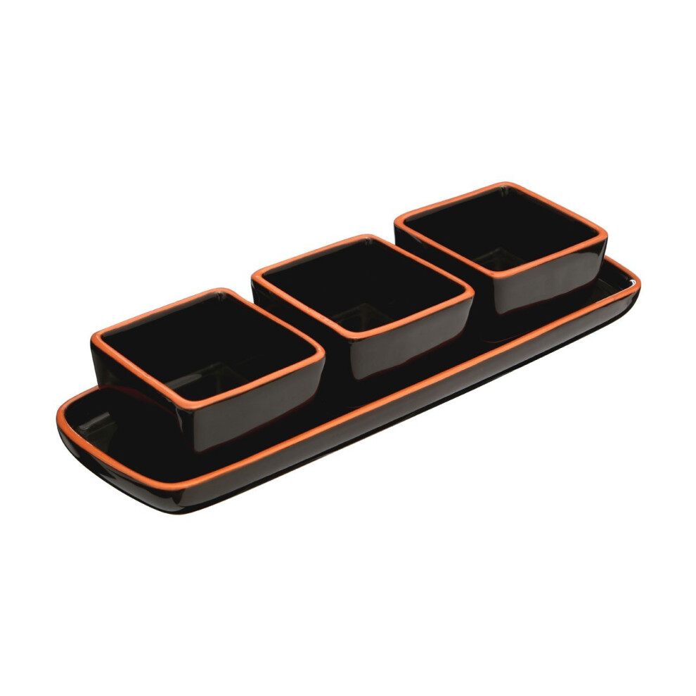 Premier Housewares Calisto Serving Dish Set, Ceramic - Black