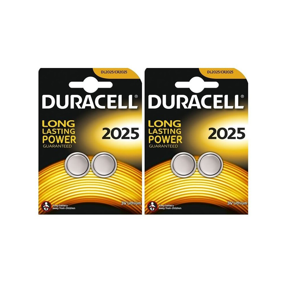 4 X Duracell CR2025 3V Lithium Coin Cell Battery 2025, DL2025, BR2025, SB-T14