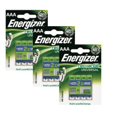 12 X Energizer Rechargeable Universal AAA 500mAh Batteries