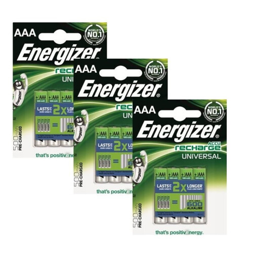 Energizer 12 X Energizer Rechargeable Universal AAA 500mAh Batteries