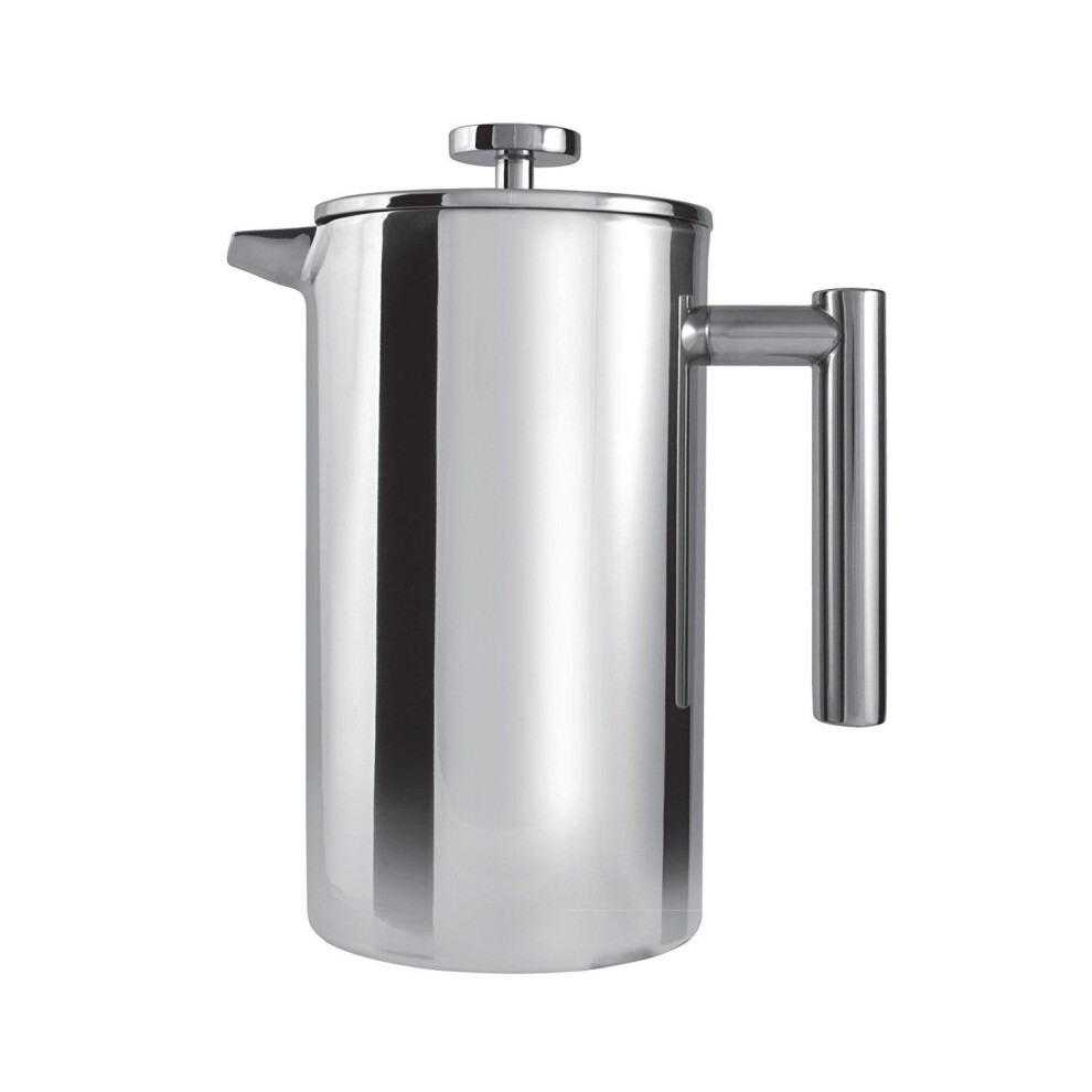 Cafe Ole 6 Cup Double Walled Straight Sided Cafetiere Coffee Maker, Mirror, 800 Ml/0.8 Litre