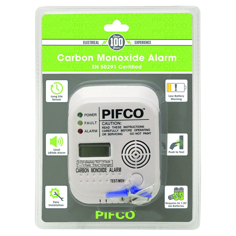 Pifco ELA1160 Carbon Monoxide Alarm Battery Operated - White