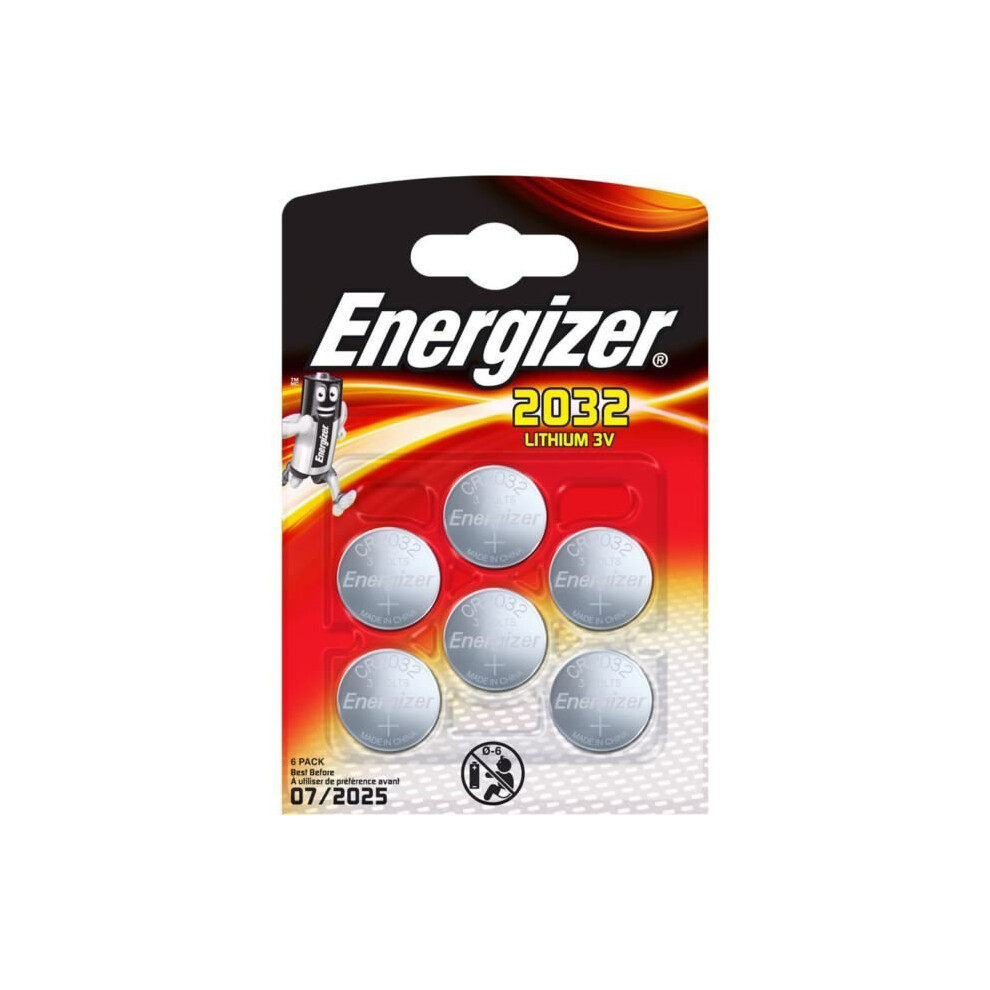 6 x Energizer CR2032 3V Lithium Coin Cell Battery 2032, DL2032, BR2032, SB-T15