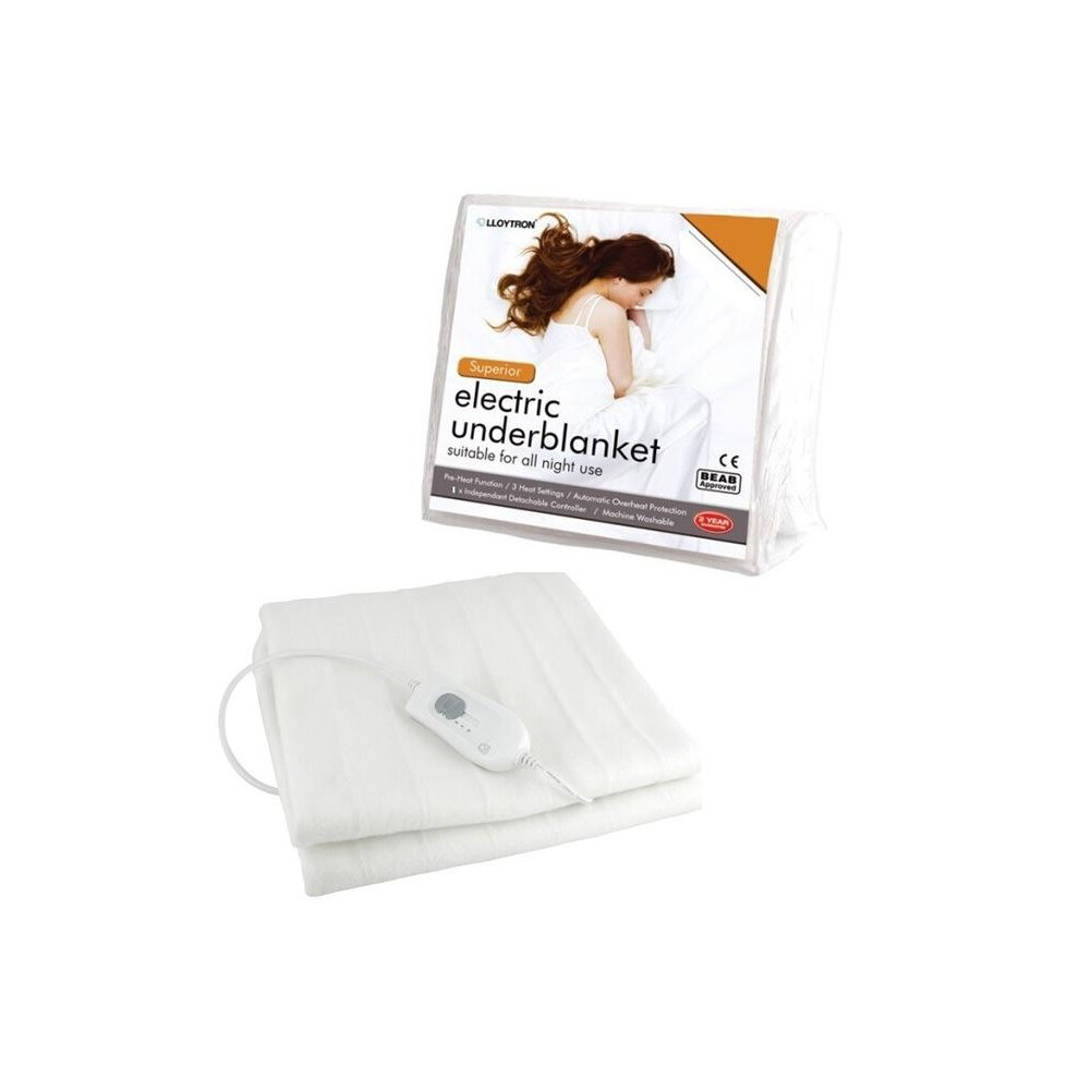 Lloytron Superior Washable Triple Heat Control Electric Underblanket Beab Approved - Single