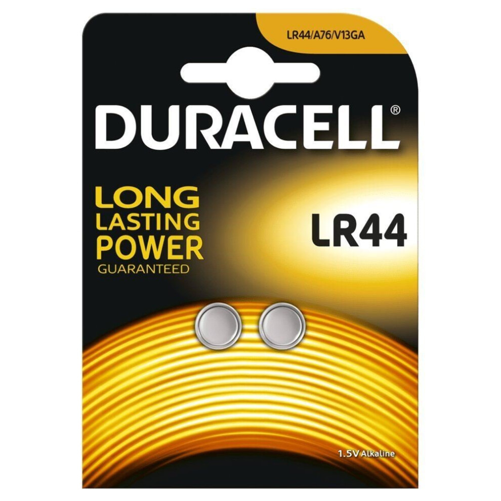 2 x Duracell LR44 1.5V Alkaline Button cell Batteries LR44 A76 AG13 357 SR44