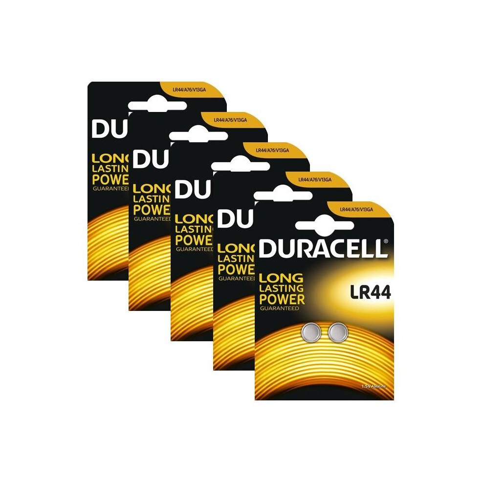 10 x Duracell LR44 1.5V Alkaline Button cell Batteries LR44 A76 AG13 357 SR44