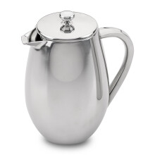 Cafe Ole 6 Cup Double Walled Bellied Cafetiere Coffee Maker, Satin, 0.8 Litre