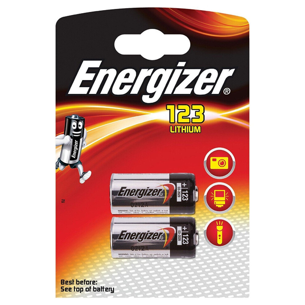 2 x Energizer CR123A CR123 123 3v Lithium Photo Battery