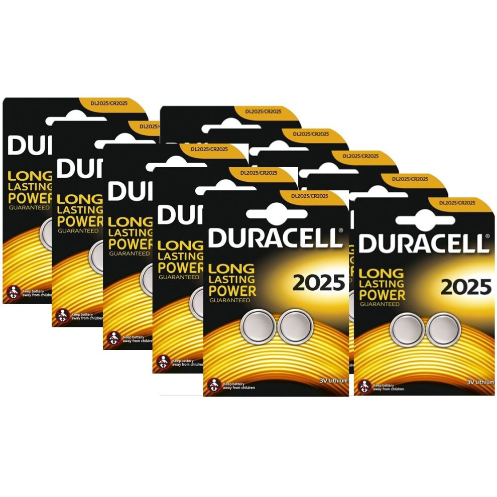 20 x Duracell CR2025 3V Lithium Coin Cell Battery 2025, DL2025, BR2025, SB-T14
