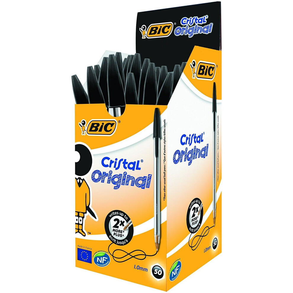 50 x BIC Cristal Original Ballpoint Pens Black