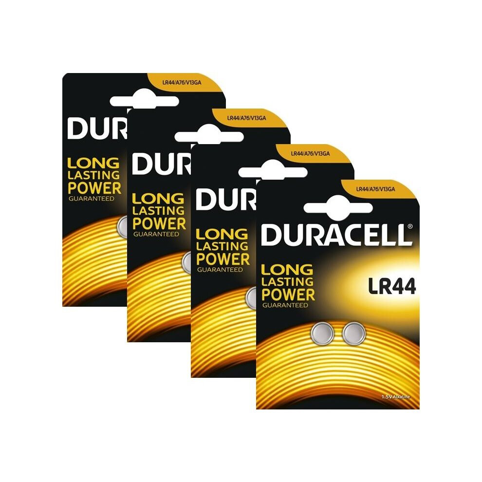 8 x Duracell LR44 1.5V Alkaline Button cell Batteries LR44 A76 AG13 357 SR44