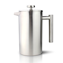Cafe Ole 12 Cup Double Walled Straight Sided Cafetiere Coffee Maker, Satin, 1500Ml/1.5Litre