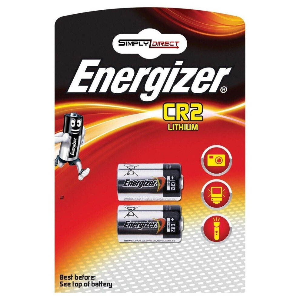 2 x Energizer CR2 3v Lithium Photo Battery DLCR2