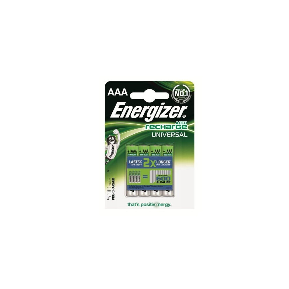 4 X Energizer Rechargeable Universal AAA 500mAh Batteries