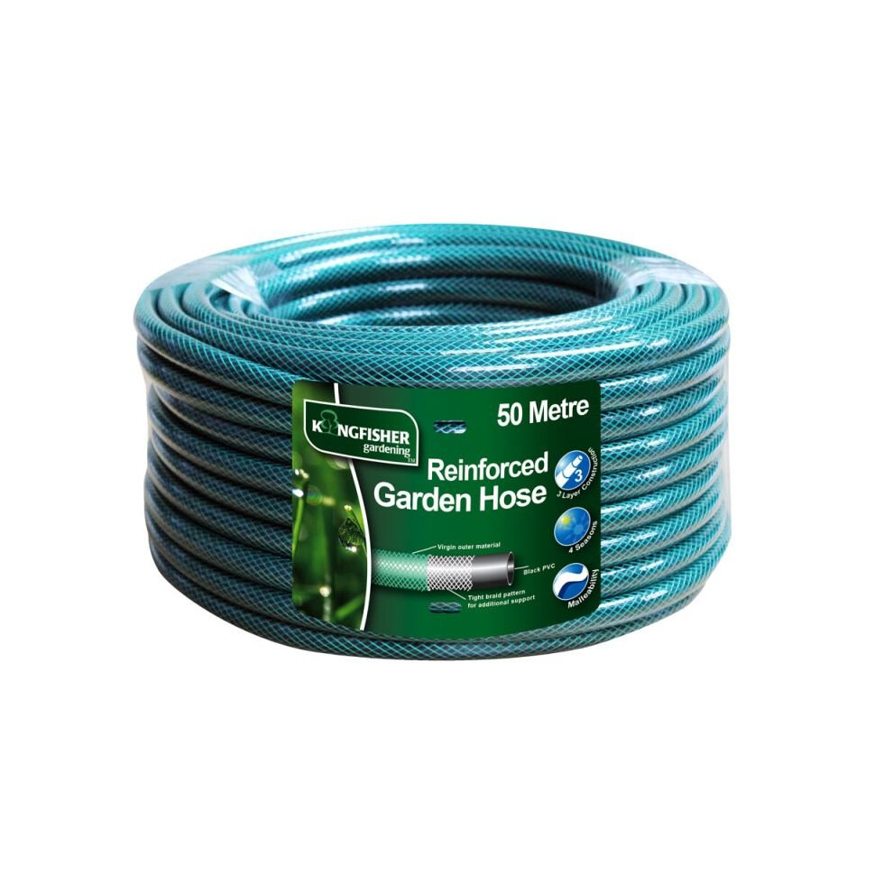 Kingfisher 50 Metre Reinforced Green Garden Hose Quality Outdoor Watering