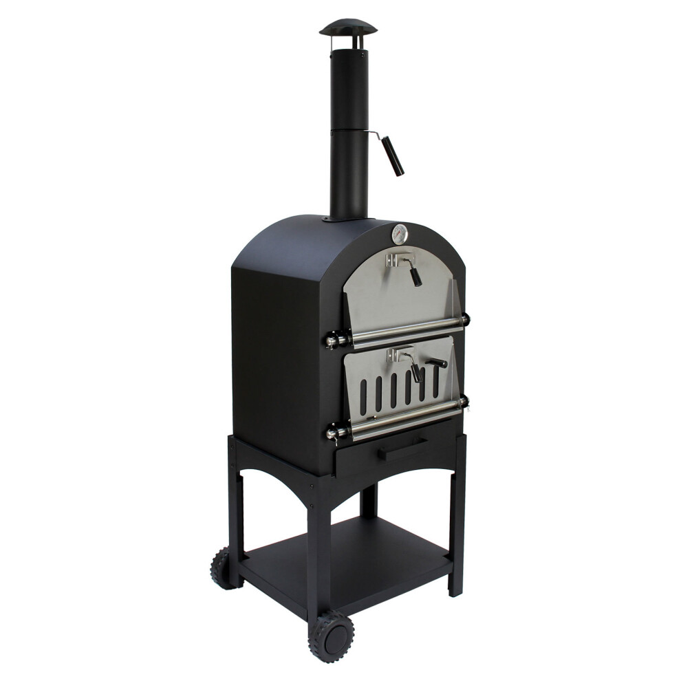 (With Cover) Outdoor Pizza Oven & Charcoal Barbecue | Multi-Function Garden Oven