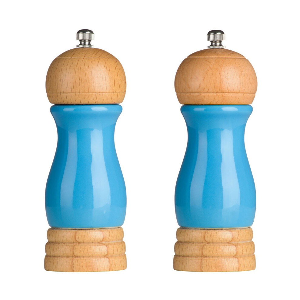 Rubberwood Salt and Pepper Mill Set - Blue