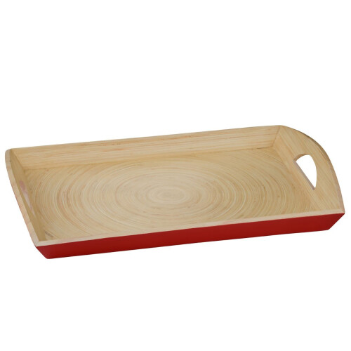Premier Housewares Kyoto Spun Bamboo Serving Tray, Red