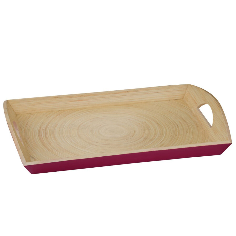 Premier Housewares Kyoto Spun Bamboo Serving Tray, Raspberry
