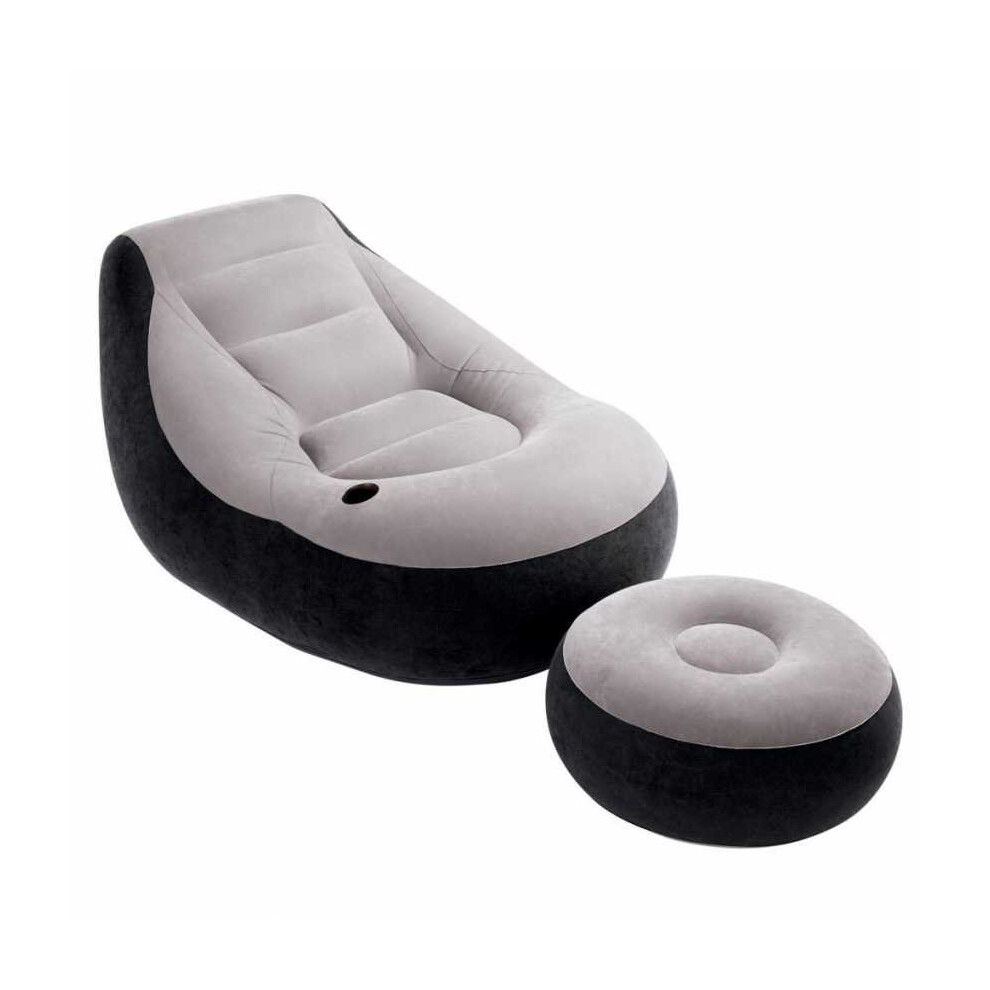 Intex 68564 Ultra Lounge inflatable chair and footstool with drink holder
