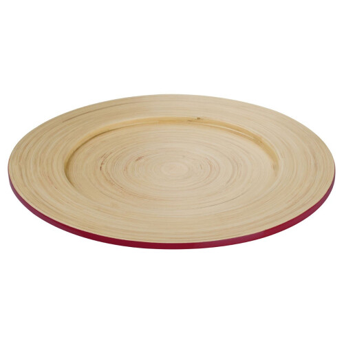 Premier Housewares Kyoto  Spun Bamboo Plate, Raspberry,