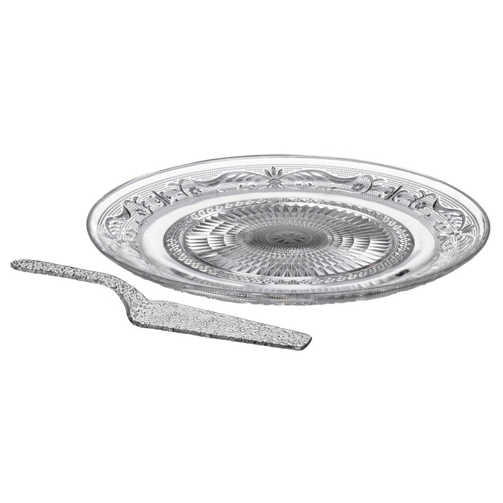Premier Housewares Cake Plate And Cake Slice - Clear Glass