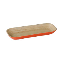 Kyoto Spun Bamboo Tray, Orange - Eco-friendly, Durable, Lightweight, Stain-Resistant, Hot & Cold Food, Hand Washable | PF-1104425