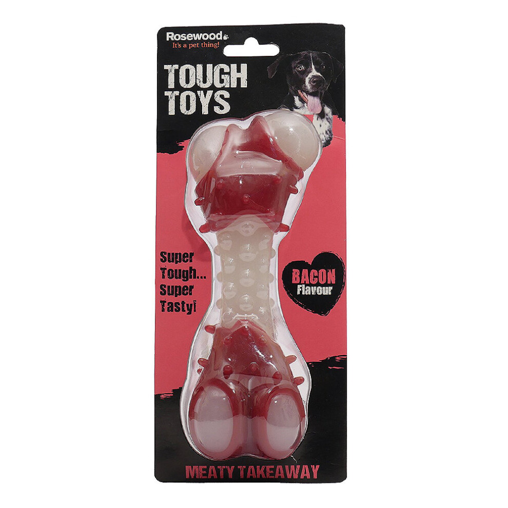 Rosewood Tough Toys Meaty Bacon Takeaway Bone Large Dog Toy