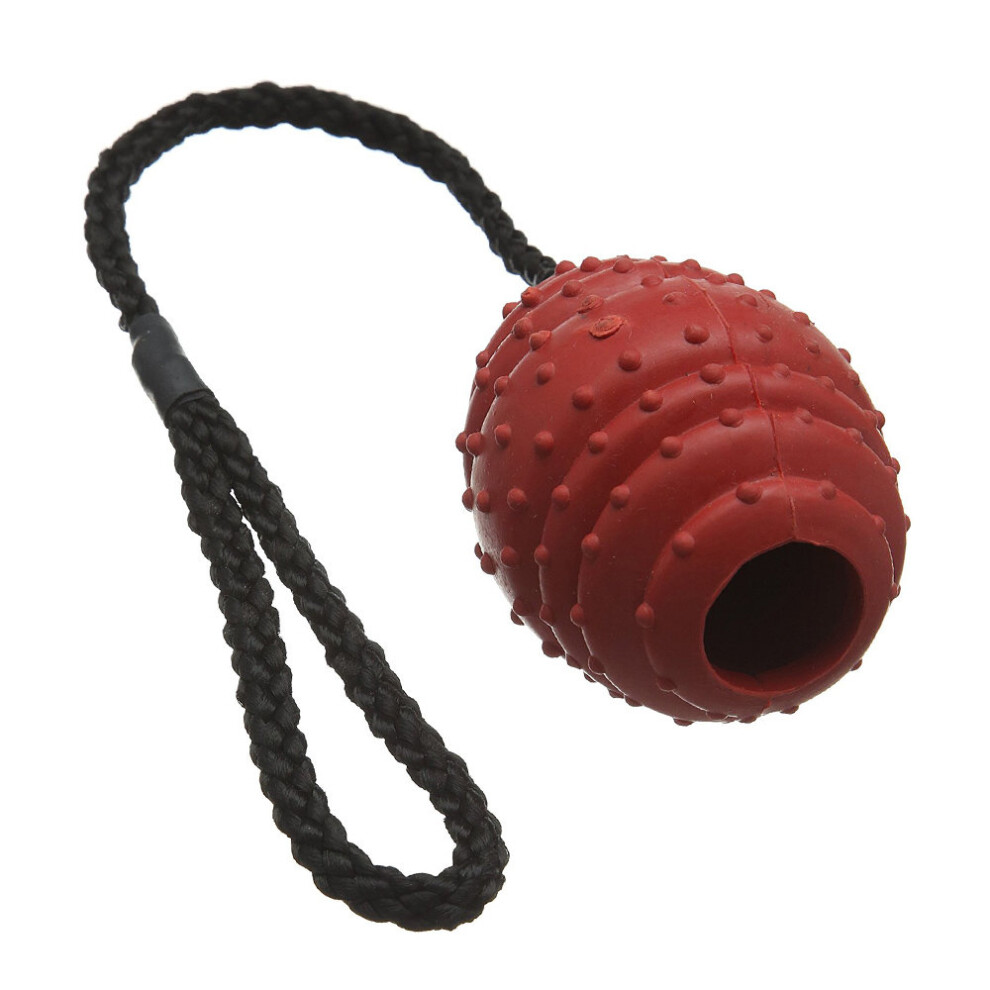 Classic Pet Products Rubber Oval Ball on a Rope Dog Toy - Large Red