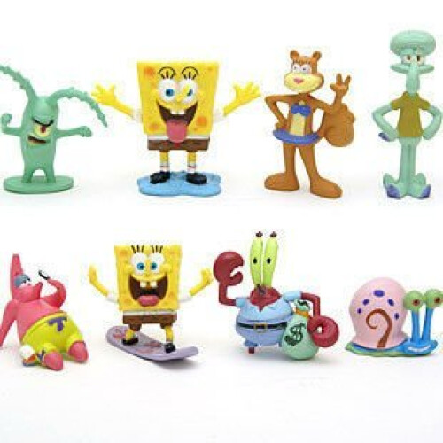 SpongeBob SquarePants SpongeBob SquarePants 8 Piece Set with 8 SpongeBob Featuring Squidward Sandy Cheeks Patrick Star Mr. Krabs Plan Multicoloured 1pac