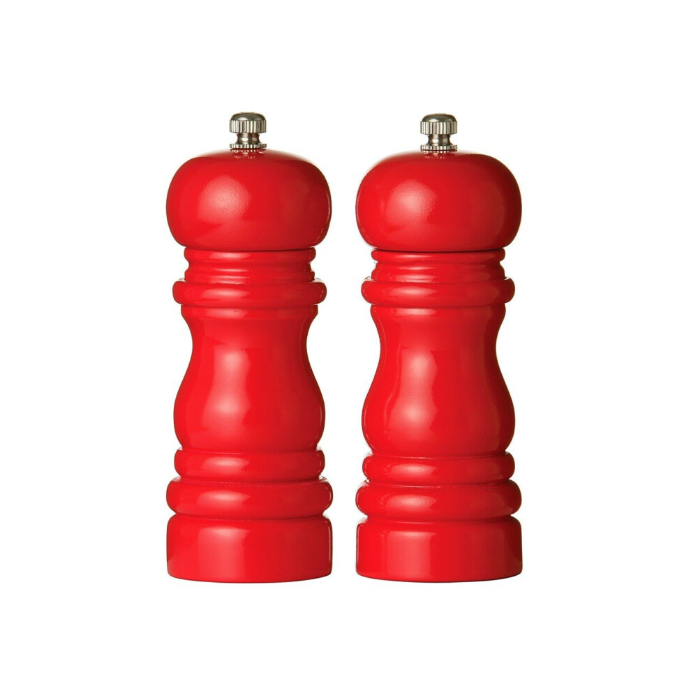 Premier Housewares Salt And Pepper Mill Set, 14.2 Cm - Hi Gloss Red