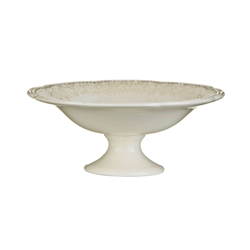 Premier Housewares Diamante Georgia Footed Bowl, Cream
