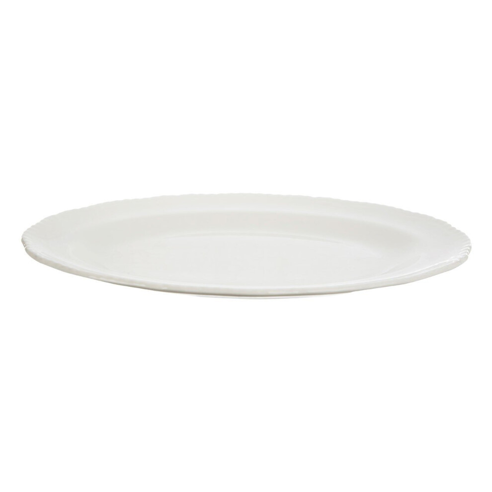 Quinn Embossed White Platter, Sleek Design