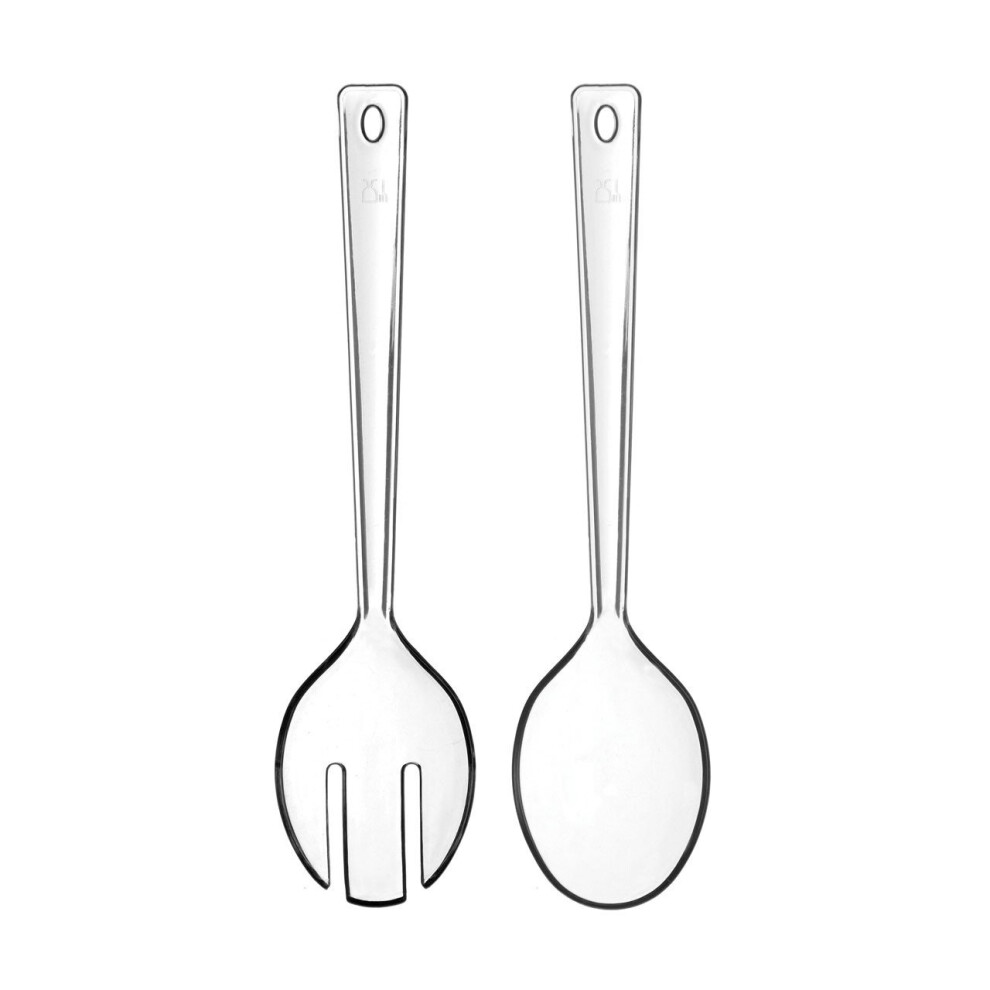 Interiors by Premier Durably Constructed Clear Plastic Summer Salad Servers, Lightweight Salad Spoon And Fork Set, Compact Set