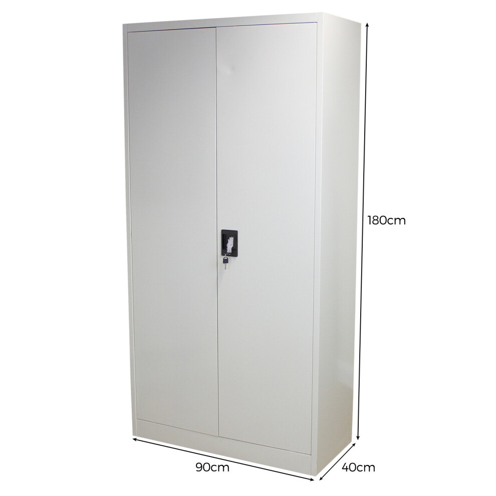 (180cm H x 90cm W x 40cm D) Metal Office 2 Door Filing Cabinet Unit  Flatpack