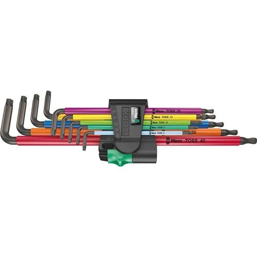 Wera Wera 05024480001 967 XL Torx Holding Function Laser Long L-Key Set, Multi-Colour, TX 8-40