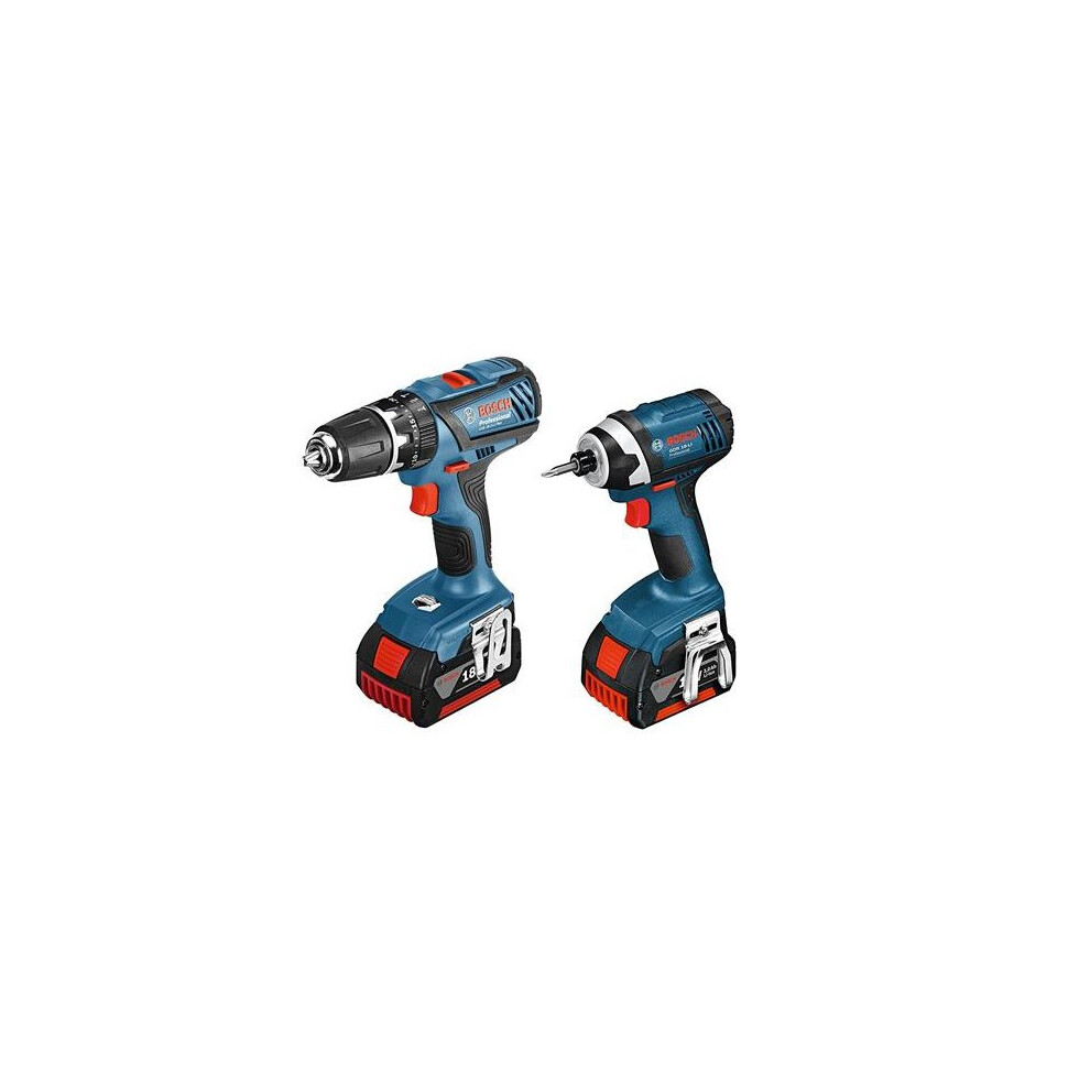 Bosch Professional GSB 18-2-LI Plus Cordless Combi Drill + GDR 18-LI Cordless Impact Driver with Two 18 V 3.0 Ah Lithium-Ion Batteries - L-Boxx