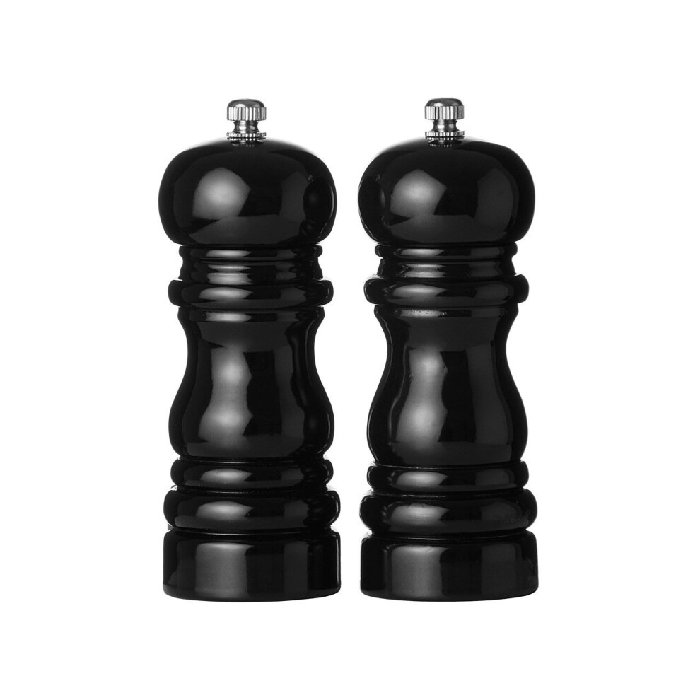 Wooden 2pc Salt & Pepper Mill Set | Black Salt & Pepper Grinders