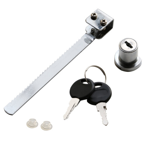 Silver Easy Install Glass Display Showcase Cabinet Slide Lock with Dual Keys  - By TRIXES 1