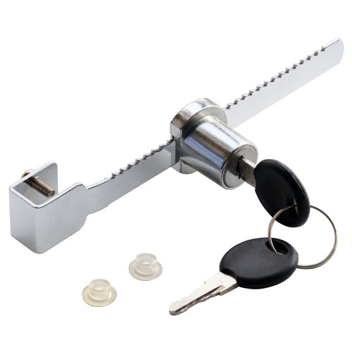 Silver Easy Install Glass Display Showcase Cabinet Slide Lock with Dual Keys  - By TRIXES 2