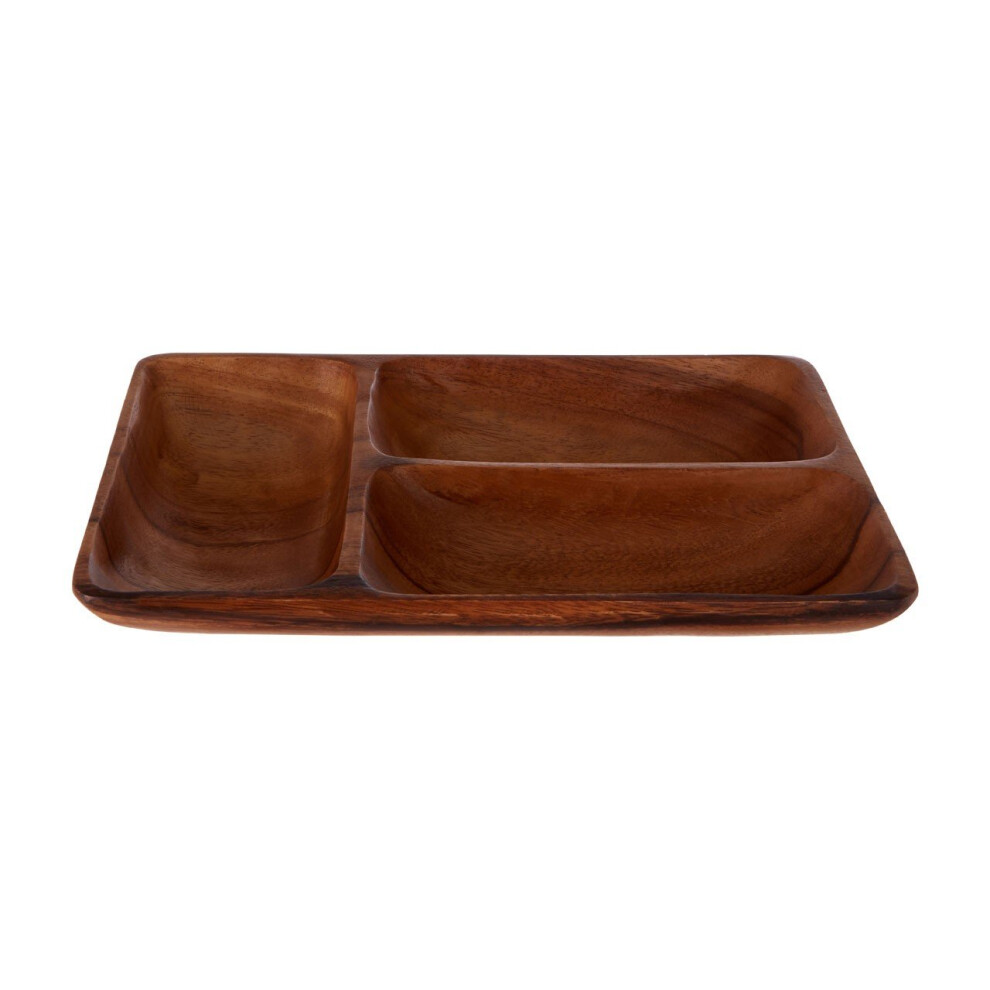 Premier Housewares Acacia Wood 3 Section Serving Dish Grain/Light/Dark