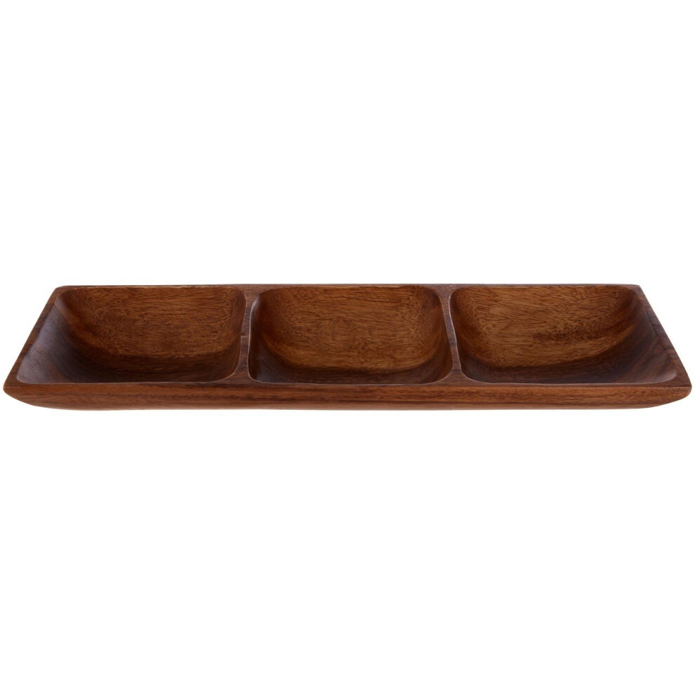 3-Section Rectangle Serving Dish - Acacia Wood