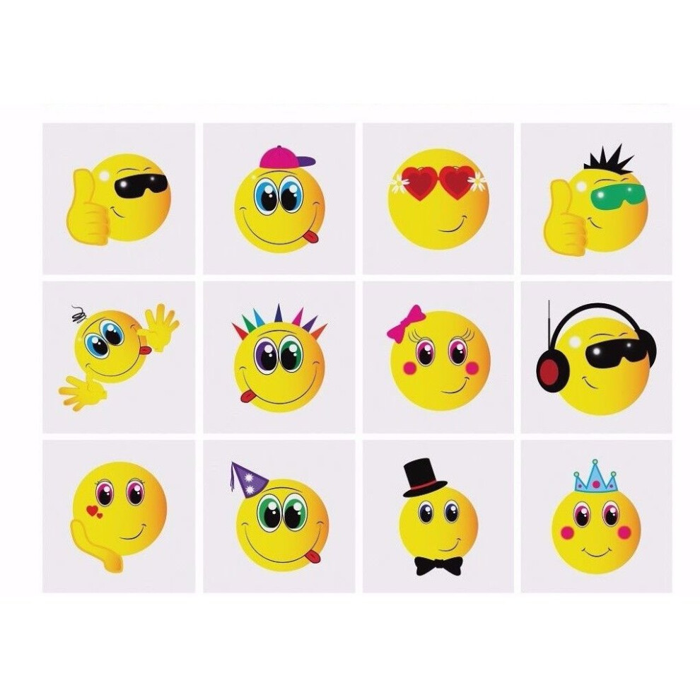 Henbrandt 12 Emoji Temporary Tattoos Party Bag Filler/ Prizes Kids Favours Fun