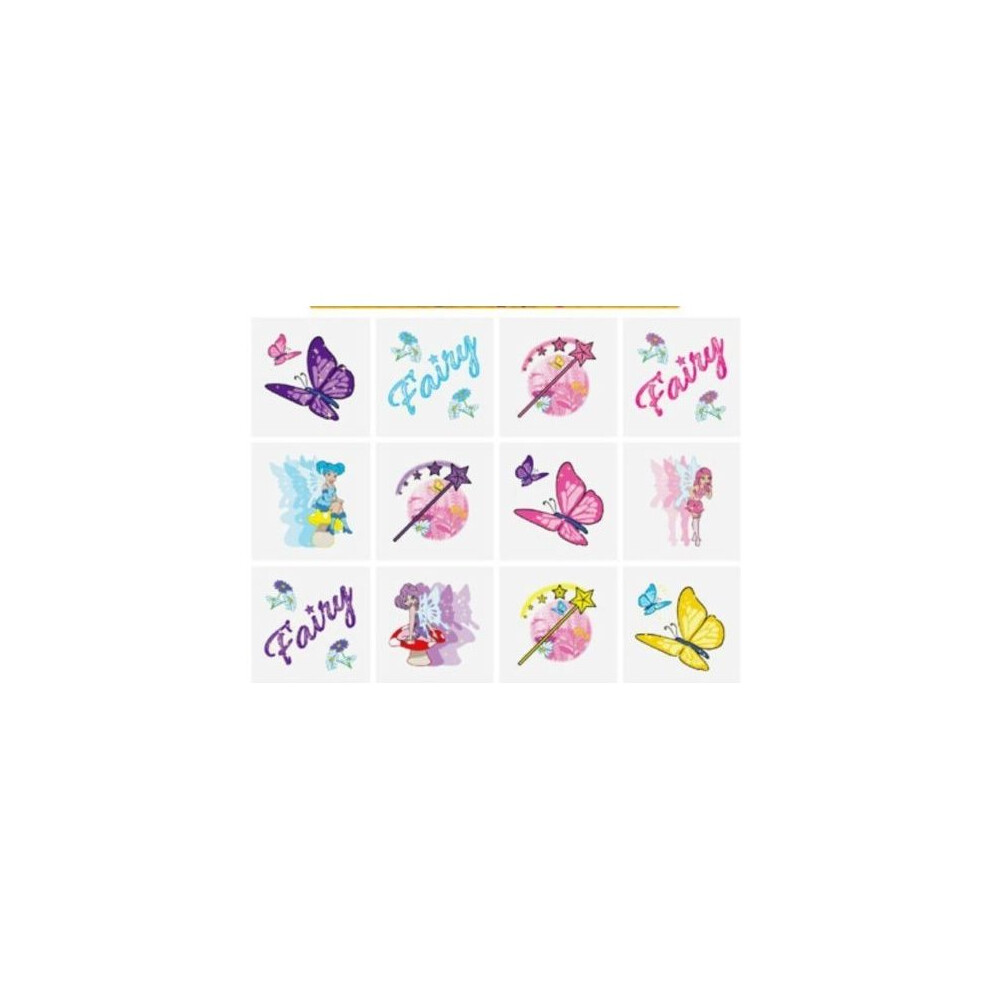 12 FAIRY TEMPORARY TATTOOS PARTY BAG FILLER/ PRIZES KIDS FAVOURS FUN
